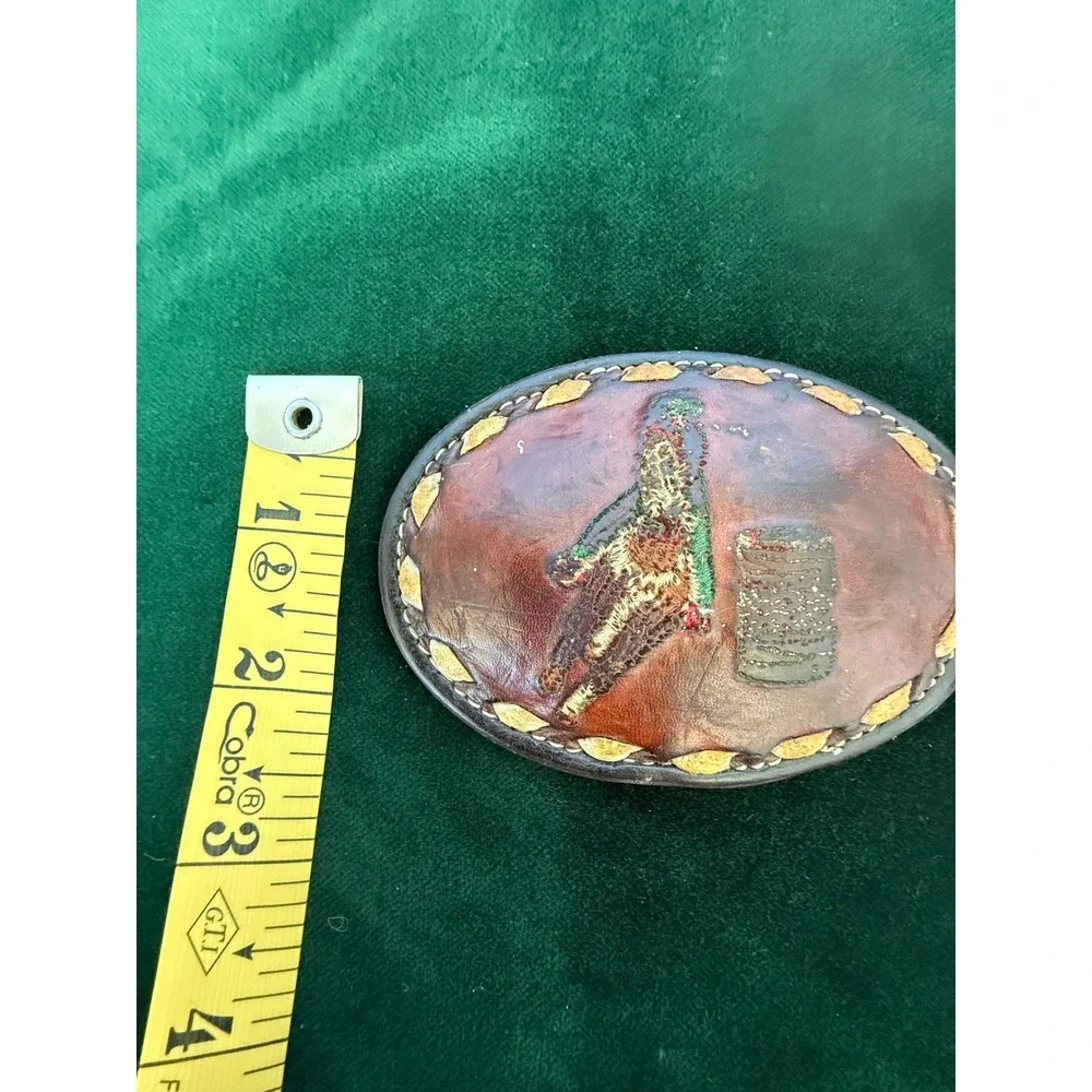 Vintage Tony Lama Leather Belt Buckle #4809 Barrel Racing Cowgirl Rodeo